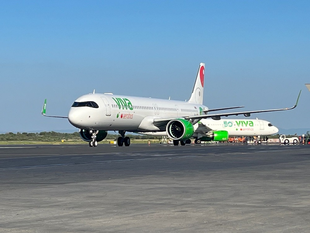 Llega el avión #78 de Viva Aerobus en un vuelo de traslado operado con Combustible Sostenible (SAF)