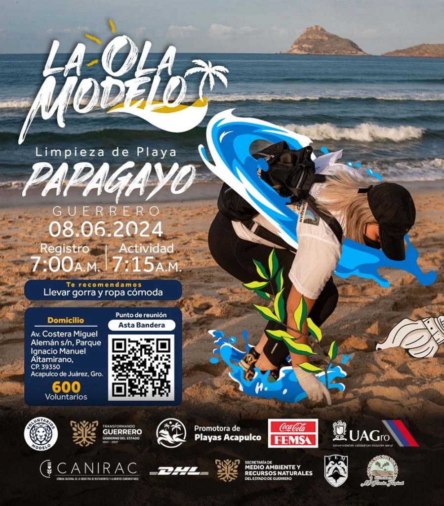 La Ola Modelo llegará a playa Papagayo para limpiar Acapulco